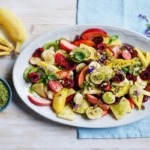 banana salad on white platter