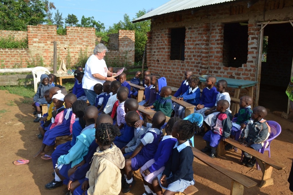 children in class in african village
