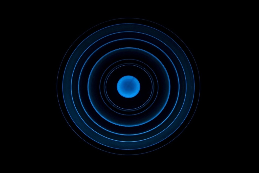blue circles on black background