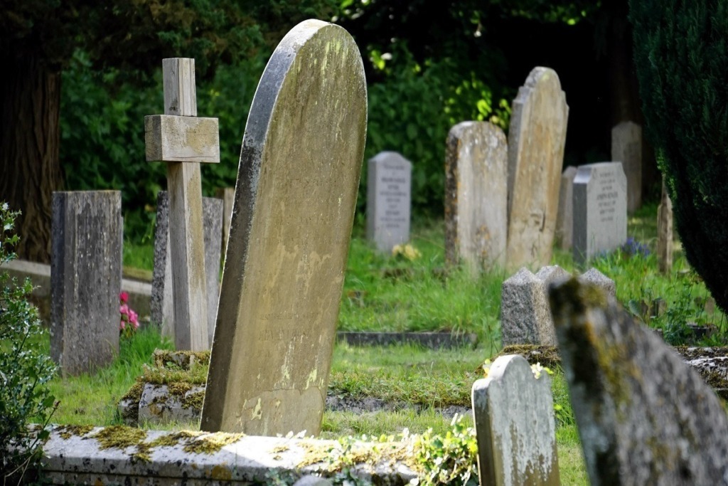 tombstones in cemetery