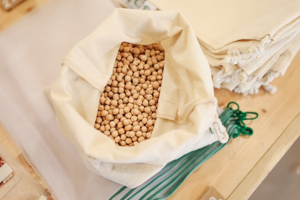 chickpeas in bag on table