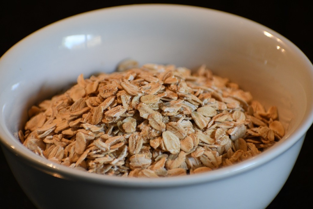raw oats in a white bowl