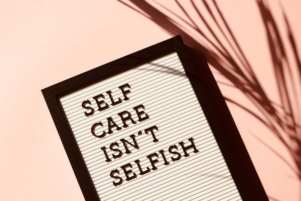 self care sign with pink background